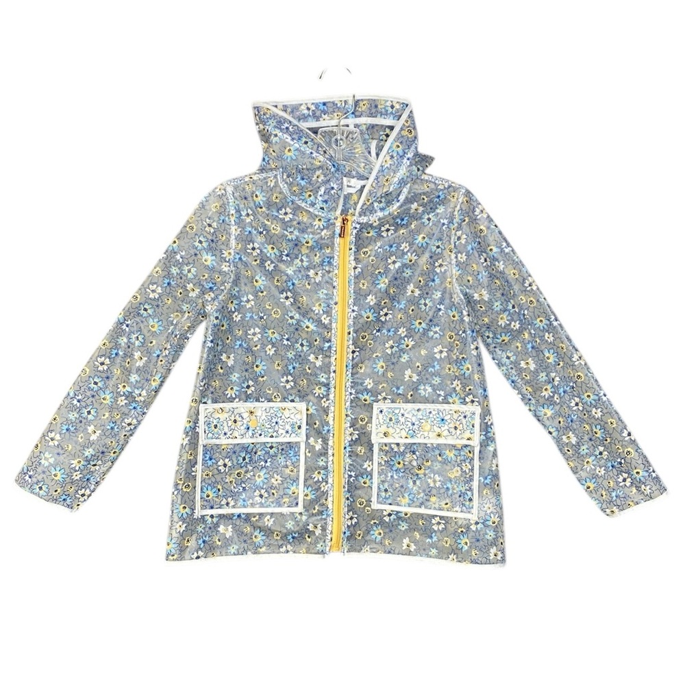 Tahari Girl Clear Blue and Yellow Floral Raincoat Girl's 7/8